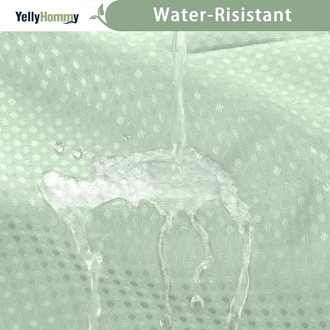 YellyHommy No Hook Shower Curtain with Snap in Liner Set Less Time Waffle Shower Curtain for Bathroom 75" L x 72" W Mint Green