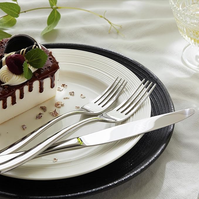 HIKAA 40-Piece Silverware Set for 8, Heavy Duty Stainless Steel Flatware Cutlery Set For Home Kitchen Restaurant Hotel, Kitchen Utensils Set, Mirror Polished, Dishwasher Safe