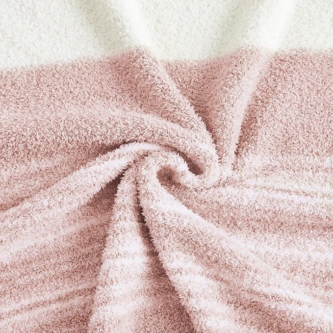 WRENGONGE Pink Throw Blanket, 50x70 Soft Cozy Striped Throw Blankets for Couch, Sofa, Bed, Travel, Lightweight Fluffy Warm Plush Decorative Blankets for Women, Men,Kids Gift