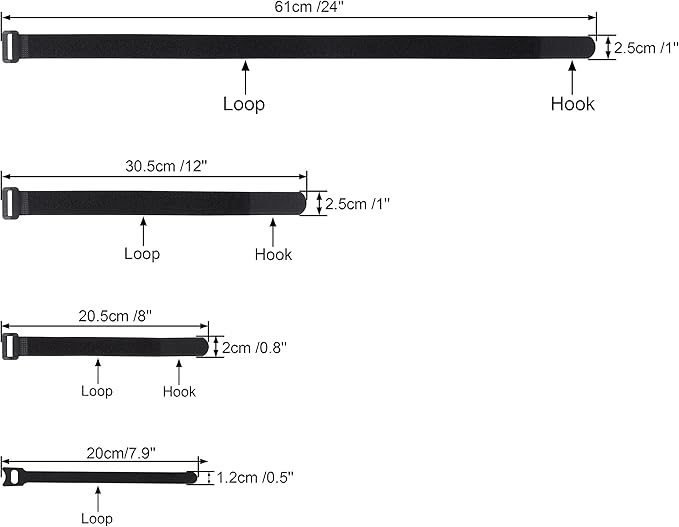 16 Pack Mixed Size Hook and Loop Reusable Fastening Cable Straps Tie by Wisdompro - Reusable, Durable Functional Ties to Keep Your Home, Office, Workspace from Tangled Messes of Cords