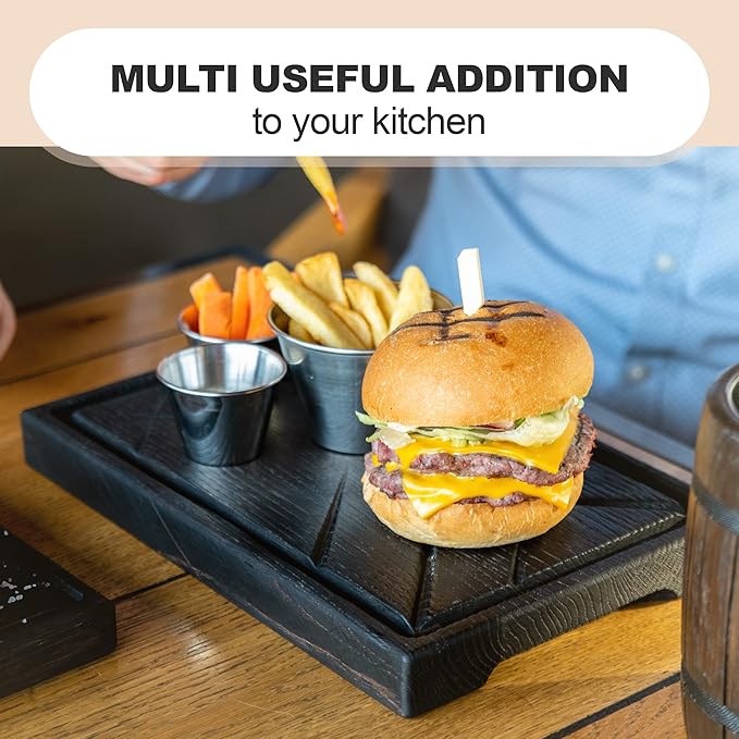 Wooden Steak Board Solid Oak Serving Barbecue Platter Natural Thick Cutting Plate Durable & Quality (Medium)