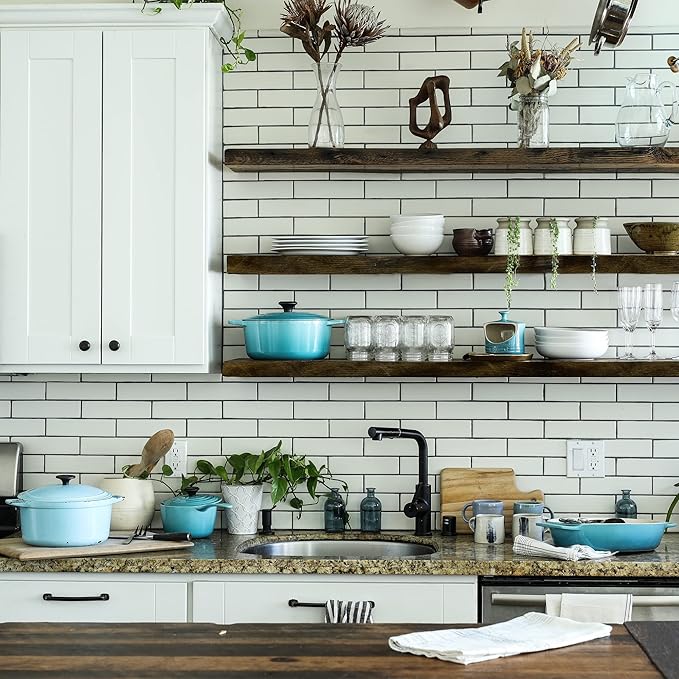 URBANDI, Rustic Floating Shelves, Set of 2, Hidden Bracket, Solid Wood, Heavy Duty, Wall Mounted Shelves, (Dark Brown, 36Wx10D)