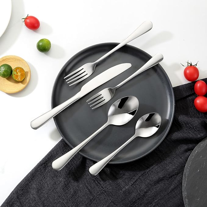 VEVOR 30-Piece Silverware Set, Food-Grade Stainless Steel Flatware Utensils, Mirror Finished Cutlery Set, Dishwasher Safe Eating Tableware for Kitchen Home, Service for 6, Include Knife Fork Spoon