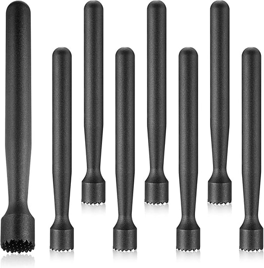 Baderke Muddler for Cocktails Plastic Bar Muddler Bulk 8 Inch Bar Accessories Tools Set for Home Ice Crusher Bartender Accessories Mojito Fruit Drink(Classic,Black,8 Pcs)