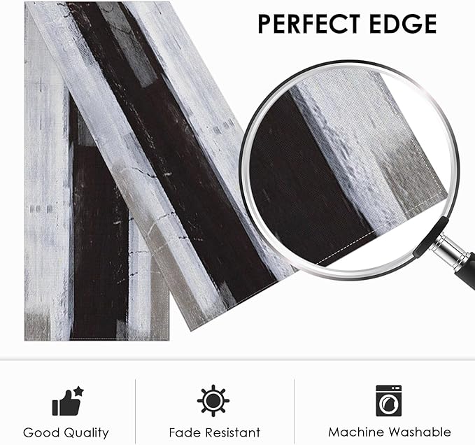 Emvency Black and White Table Runner, Modern Grey Red Art Painting for Kitchen Coffee Table Family Dinners Holiday Parties Wedding Events Decor(13x72 inch)