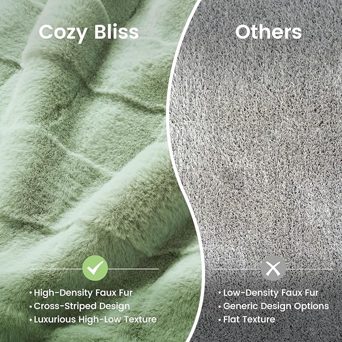 Cozy Bliss Fluffy Faux Fur Throw Blanket for Couch,Warm Cozy Soft Green Throw Blankets for Sofa Bed Living Room,60x80 Inches
