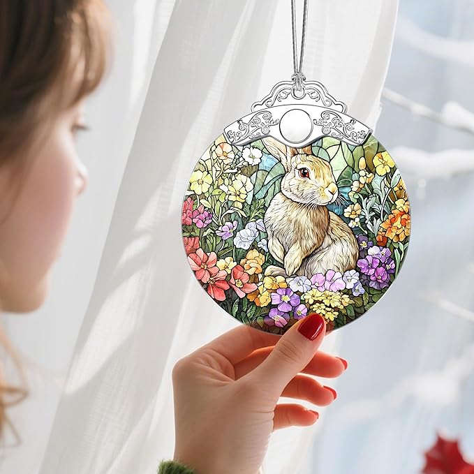 Christmas Ornaments: Stained Glass Ornament, Christmas Tree Ornament, Hanging Ornaments for Home Decor & Xmas Tree Decorations – Exquisite Holiday Decor, Gifts & Holiday Present - Rabbit