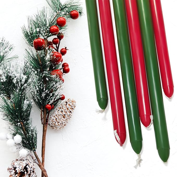 12 Inch Taper Candles 6 Pcs Unscented, Smokeless, Dripless Long Tapered Candlesticks Candles for Christmas Birthday Dinner Wedding Party Home Decor