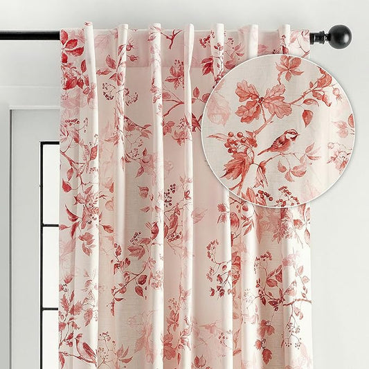 Maison d' Hermine Curtains for Living Room 100% Cotton 96 inch Length One Panel Light Filtering Curtains for Bedroom Windows with Rod and Loop Pockets Drapes (Equinoxe Terracotta, 50" W x 96" L)