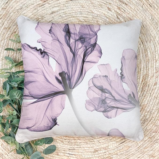 Textured Modern Minimalist Pillow Cover with Creative Floral Print, Digital-Printed Square Cushion Cover for Living Room Sofa (20 * 20inch-03023)