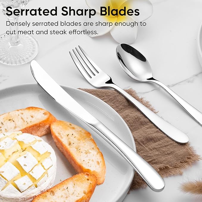 Herogo Heavy Duty Stainless Steel Silverware Set, 30-Piece Heavy Weight Modern Flatware Cutlery Set for 6, Fancy Tableware Eating Utensils for Home Wedding, Dishwasher Safe, Mirror Finished