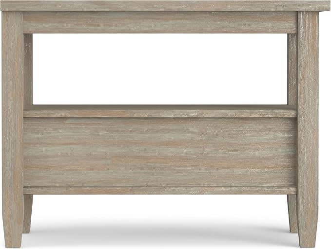 SIMPLIHOME Warm Shaker SOLID WOOD 14 inch Wide Rectangle Transitional Narrow Side Table in Distressed Grey for the Living Room and Bedroom