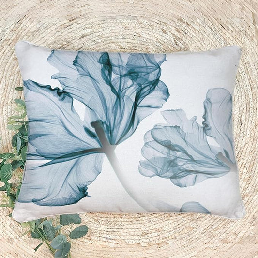 Textured Modern Minimalist Pillow Cover with Creative Floral Print, Digital-Printed Square Cushion Cover for Living Room Sofa (24 * 32inch-03027)