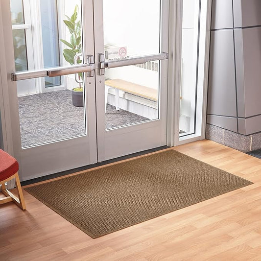 Consolidated Plastics Aquasorb Classic Indoor/Outdoor Entrance Floor Mat with Non-Slip Rubber Backing, Fabric Border, Stain Resistant and Quick Drying Commercial Grade (35" x 45", Medium Brown)