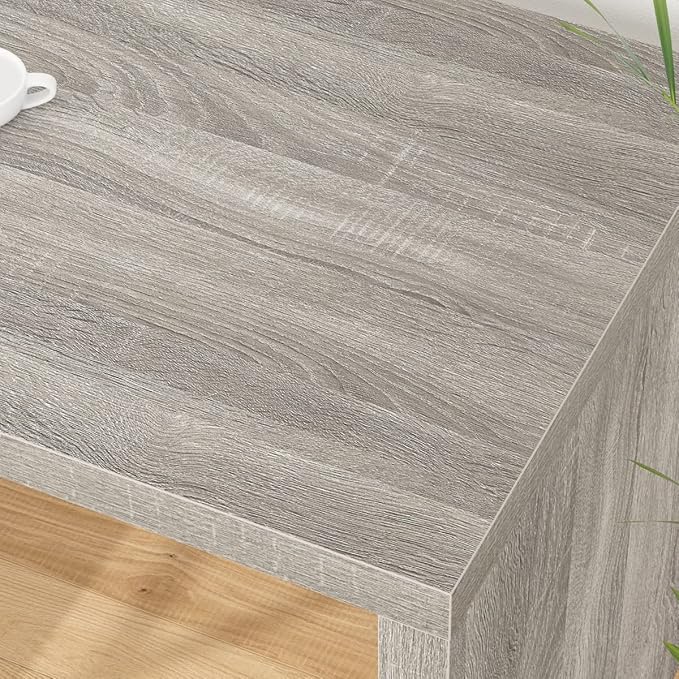 HSH 360° Rotating L Shaped Computer Desk with 3 Drawers and 2 Shelves, Home Office Swivel Desk for Work Writing Study Gaming, Reversible Wood Corner Desk with Storage Cabinet, Light Grey Oak, 55 Inch