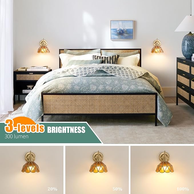 Vintage Battery Operated Wall Sconce Set of 2 with Remote, Rechargeable Wall Lamp 3 Colors Dimmable, Gold Lights Fixture for Bedroom Living Room Hallway Coffee Stone Triangle Checker