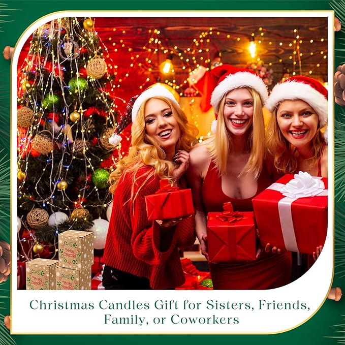 Christmas Gifts Scented Candles Bulk 7 oz Soy Wax Home Floral Holiday Christmas Jar Candles Set Bundle with Gift Boxes Long-Lasting Scents for Women and Mom