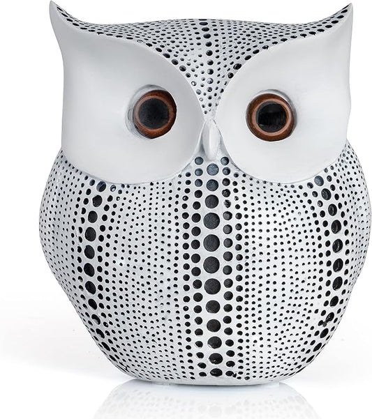 Ornativity White Owl Statue Figurine - Animal Sculpture Home Decoration Figure for Bedroom Living Room Kitchen Office Bathroom House Decor Figurines 6"