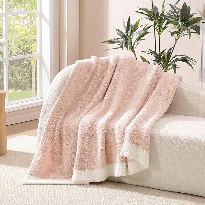 WRENSONGE Throw Blanket Cationic Dyeing Pink Soft Cozy Fluffy Warm Hand Made Throw Blankets for Couch, Sofa, Chair, Bed, Camping, Picnic, Travel Lightweight Bed Blanket - 50"*60"
