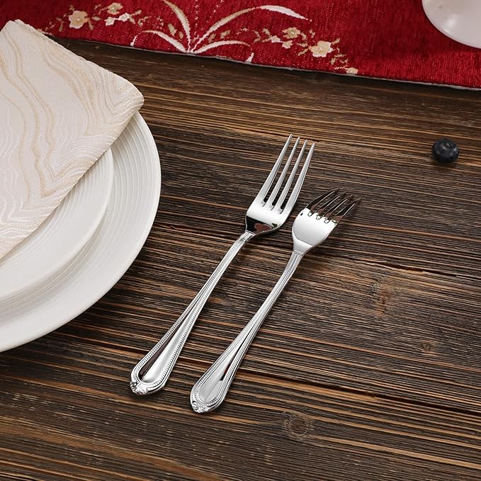 KEAWELL Pearl Edge Premium 20-Piece Refined Bead Silverware Set, 18/10 Stainless Steel, Service for 4, Fine Flatware Set, Dishwasher Safe (20, Silver)