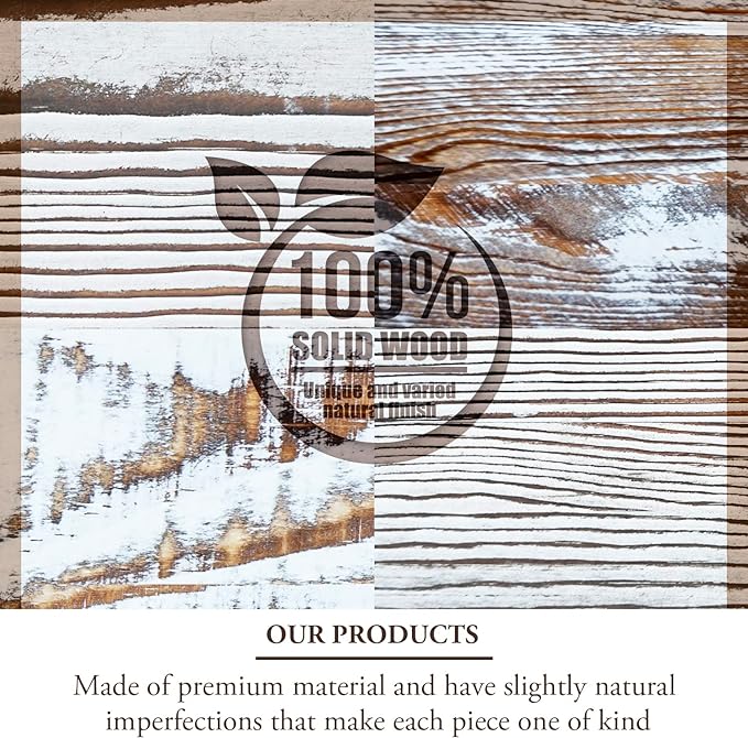 MyGift 20 Inch Shabby White Washed Solid Wood Decorative Octagon Shaped Tray, Wooden Octagonal Serving Platter with 4 Cutout Handles, Table Centerpiece Home Decor