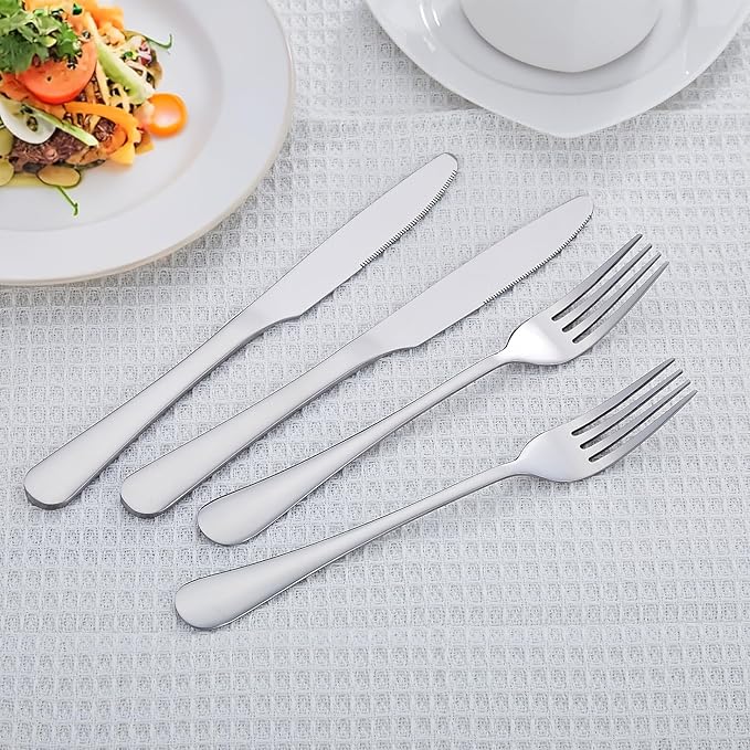 36 Piece Fork Spoon Knife Set, Food-Grade Stainless Steel Silverware Set for 12(Includes 12 Knives, 12 Forks, 12 Spoons),Mirror Polished And Dishwasher Safe