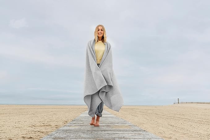 MV Sport Lightweight Sweatshirt Blanket Throw – Warm & Cozy, Breathable Oversized Fleece Knit, Couch, Bed, Travel, Cold Nights, and Outdoors – Soft Light Weight Blanket 54" x 84" Heather