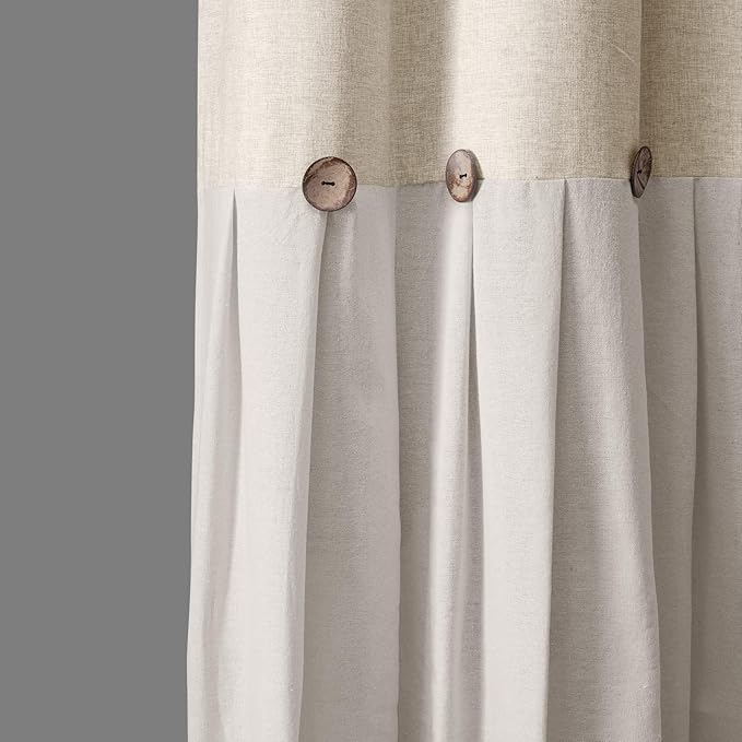 Awellife Extra Long 84 Inch Farmhouse Cream Shower Curtain Button Linen Textured Woven Fabric,Country Style (Linen & Cream, 72" W x 84" L)