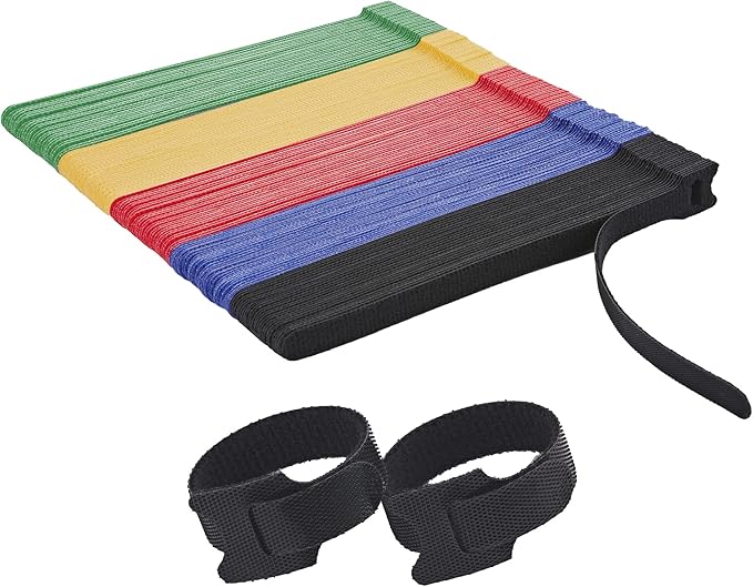 150 PCS Fastening Cable Ties Reusable, Multi-purpose 8 in Cable Management Ties with Hook and Loop, Adjustable Cord Ties for Organizing Home, Office and Data Centers, 5 Colors