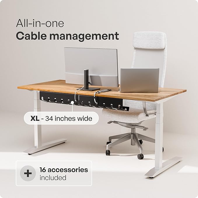 PAMO Cable Management Under Desk for Easy mounting Under-Table I Set of 2 - with 10X Cable Ties I Desk Organizer for Office/Home Office Table Thoughtful Cable Tray Holder