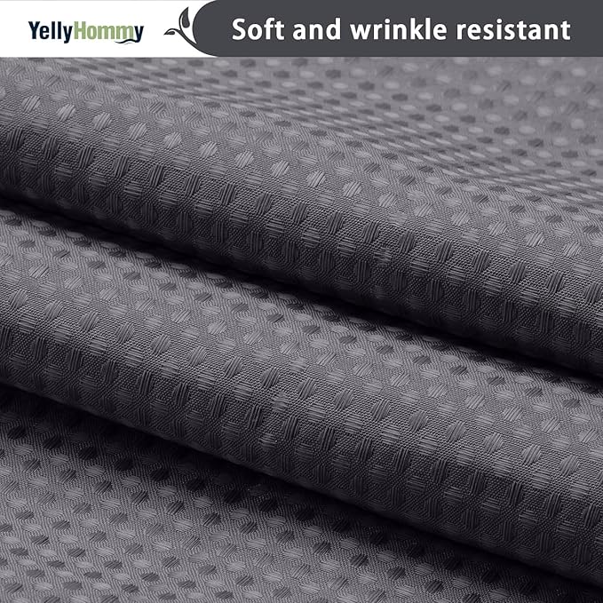 YellyHommy No Hook Shower Curtain with Snap in Liner Set Less Waffle Shower Curtain for Bathroom (Dark Grey, 81" L x 72" W)