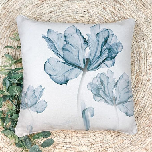 Textured Modern Minimalist Pillow Cover with Creative Floral Print, Digital-Printed Square Cushion Cover for Living Room Sofa (22 * 22inch-03025)