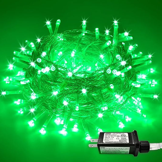 JMEXSUSS Green Lights for Halloween Decor, 66ft 200 LED Green String Christmas Lights Outdoor Indoor, Clear Wire Christmas Light Plug in for Garden Party Christmas Tree Halloween Decorations
