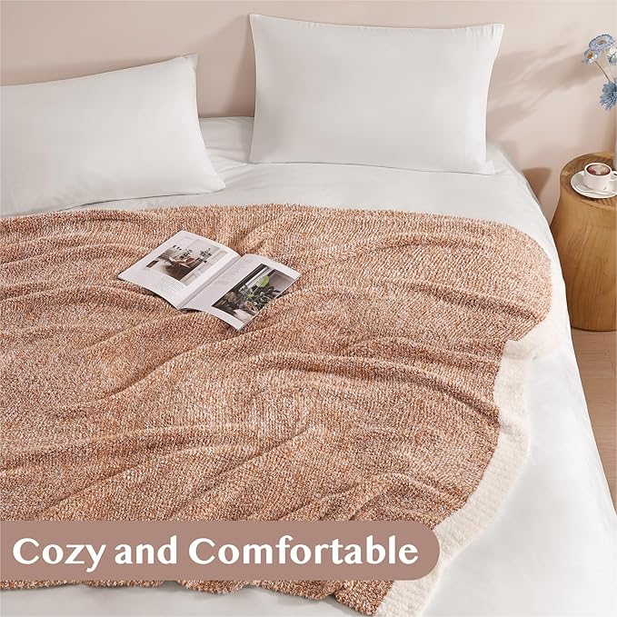 WRENSONGE Throw Blanket Cationic Dyeing Burnt Orange Soft Cozy Fluffy Warm Hand Made Throw Blankets for Couch, Sofa, Chair, Bed, Camping, Picnic, Travel Lightweight Bed Blanket - 50"*60"