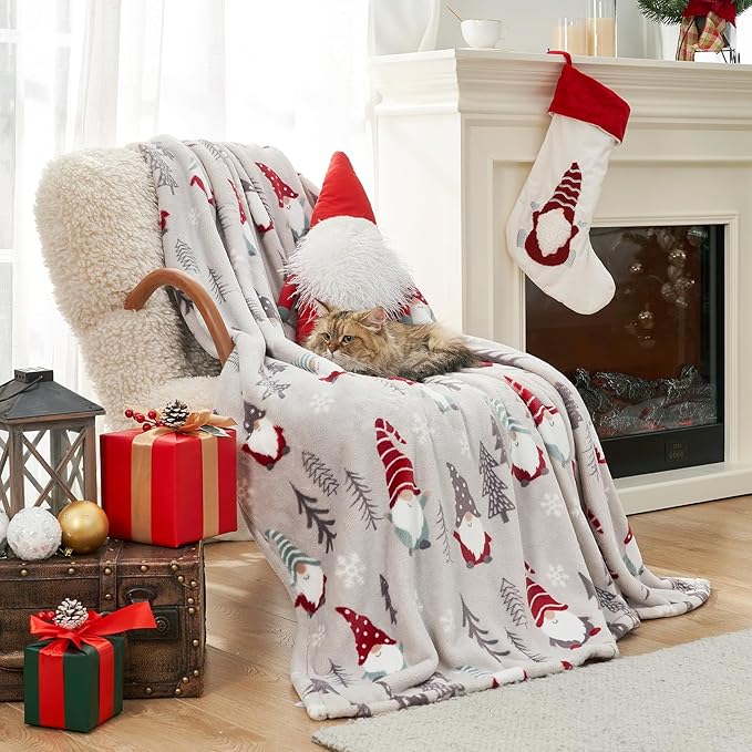 Cozy Bliss Gnome Throw Blanket Christmas Blanket Warm MilkyPlush™ Throw Blanket, Ultra Soft Cozy Blanket for Couch,Sofa and Bed(Xmas Gnome,50"x60")