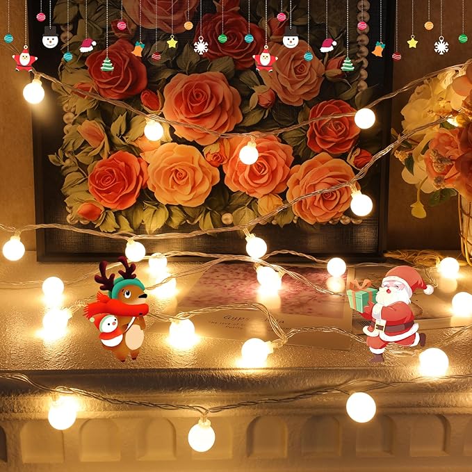 33 Feet 100 Led Globe Lights Plug in,8 Modes with Remote Indoor Fairy Lights Outdoor Christmas Lights for Bedroom Party Wedding Garden Christmas Tree Deco(Warm White)