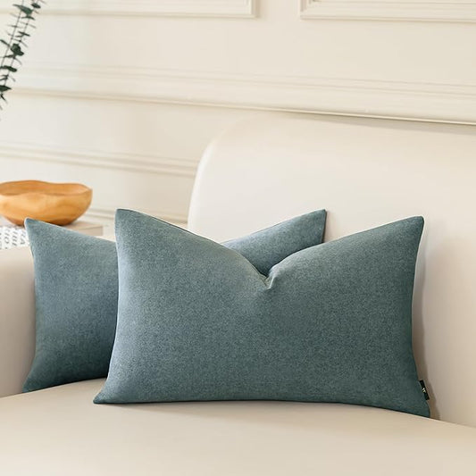 a moment Pack of 2 Jeans Blue Stain-Resistant Throw Pillow Covers Pet-Friendly Pillowcases Cushion Covers for Sofa Couch Bed Outdoor Waterproof 12x20 Inch