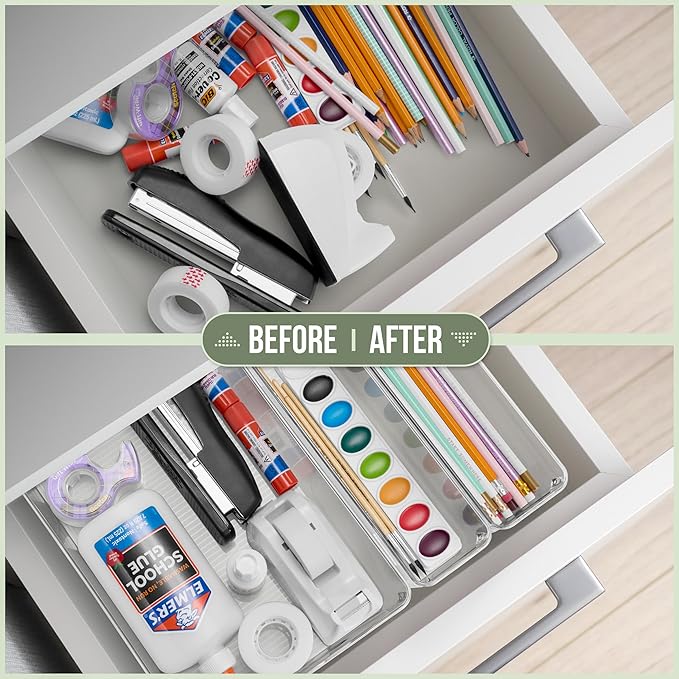 Sorbus Clear Plastic Storage Bins for Organizing, 20 Pack Clear Organizer Bins with Handles, Plastic Storage Bins for Closet, Pantry, Fridge, Medicine Cabinet Organizer, Shelves, Freezer, Drawer