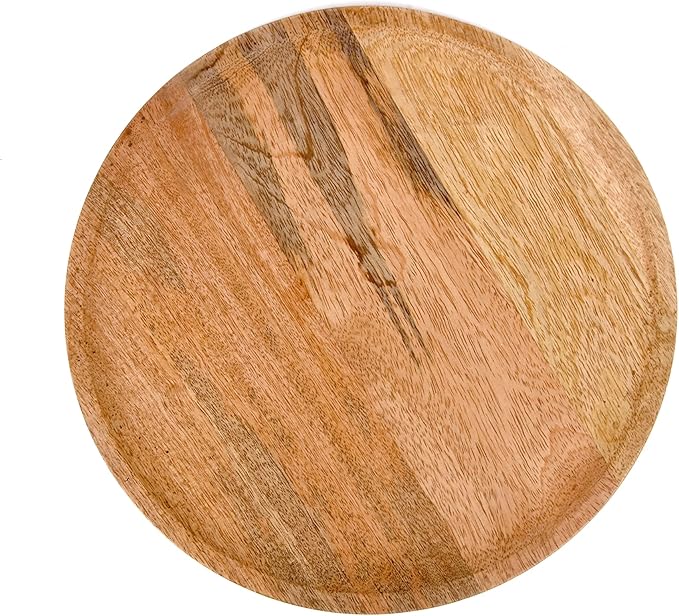 Alpha Living Home Round Wood Chargers Plates 11 Inch Natural Wood Charger Plates Set of 4 - Serving Plates for Dinner, Wedding, Tabletop Decor, Holiday, Party, Baby Shower, Event Decoration (Natural)