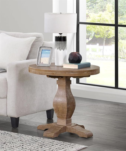 Martin Svensson Home Napa Solid Wood Pedestal End Table, Driftwood