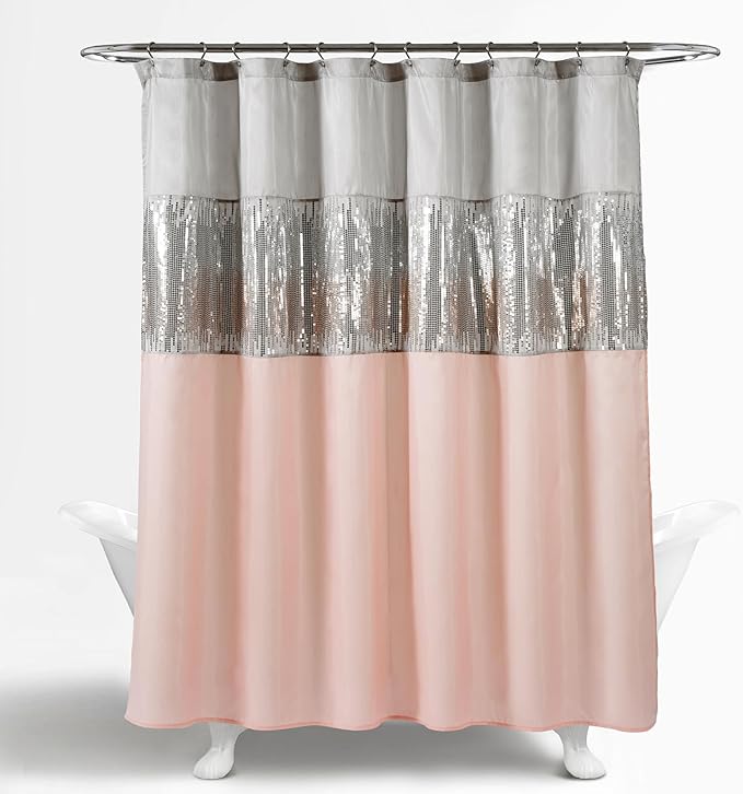 Lush Decor Night Sky Shower Curtain, 72" x 72", Gray & Blush