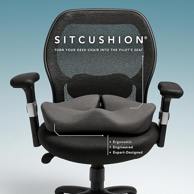 X Large Seat Cushions for Office Chairs - Pressure Relief Seat Cushion for Tailbone Pain, Back Pain, Coccyx & Sciatica Pain Relief Pillow - Office Chair Cushion + Extra Cover(Gray)