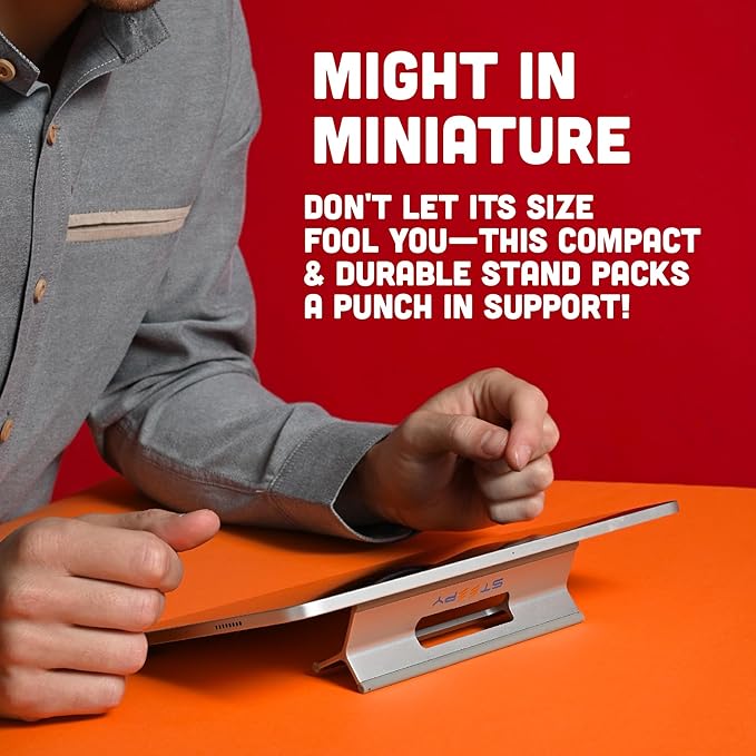 Steepy Low Profile Laptop Stand - Computer Stand with 3 Heights - Plastic Laptop Riser, Lightweight Lift - Orange, 2 Pack