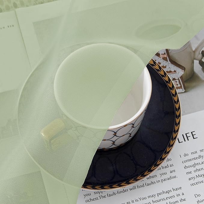 Aiyufeng Light Green Sheer Curtains 45 Inch Length 2 Panels Set for Living Room, Light Filtering Green Window Sheers Drapes for Bedroom, Each 42" W x 45" L