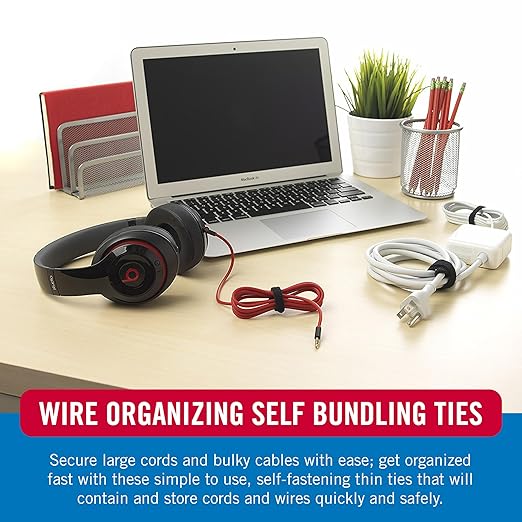 VELCRO Brand 150pk Cable Ties Value Pack | Replace Zip Ties with Reusable Straps, Reduce Waste | For Wire Management and Cord Organizer | 8 x 1/2" Thin Pre-Cut Design, Black and Gray