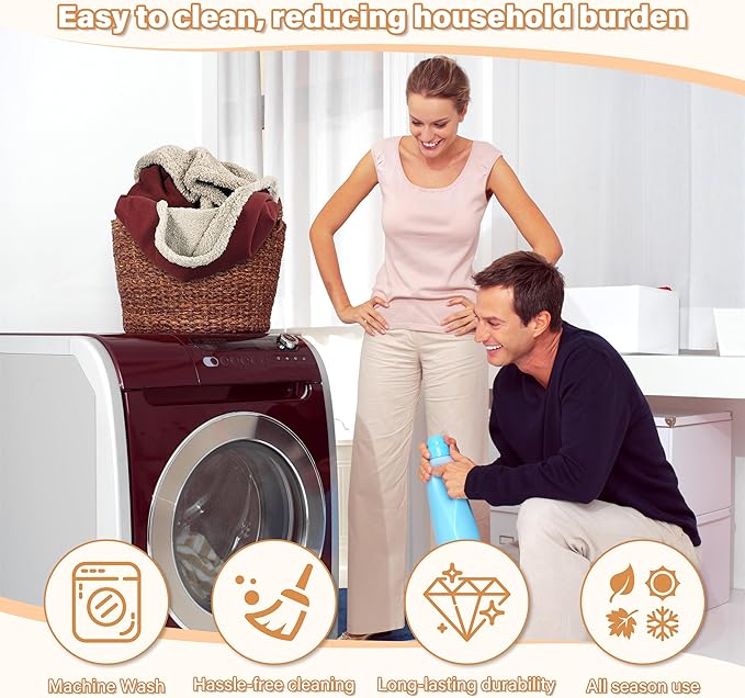 Catalonia Waterproof Blanket, Washable Leakproof Bed Cover for Couples, Reversible Protector Blanket for Bed Couch Sofa, Stain Proof Blanket Pad for Adults, 80X90 inches, Wine