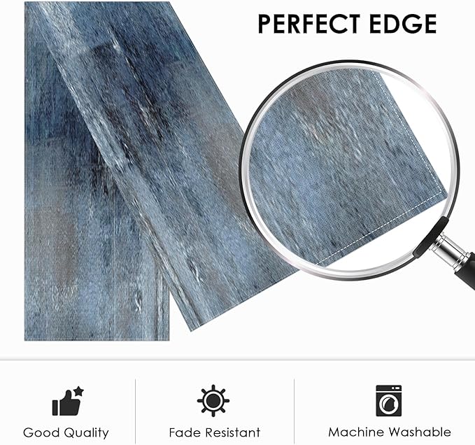 Emvency Farmhouse Style Table Runner, Abstract Art Painting Denim Blue Dining Decor for Kitchen Coffee Table Family Dinners Holiday Parties Wedding Events Decor(13x60 inch)