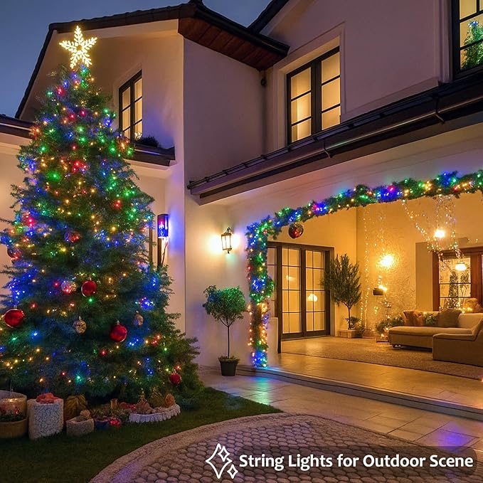 2 Pack String Lights Battery Operated with Timer, 66FT 200 LED Waterproof Battery Twinkle Lights, 8 Modes Fairy Light for Indoor & Outdoor Party Bedroom Garland Tree Christmas Decorations (Multicolor)