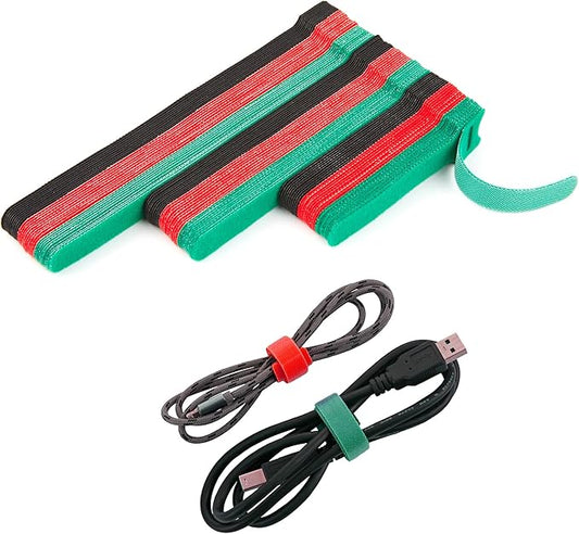 90 PCS Reusable Cable Ties 4+6+8 Inch, Adjustable Hook and Loop Straps for Cord Organization, Wire Management - Home, Office, Garage