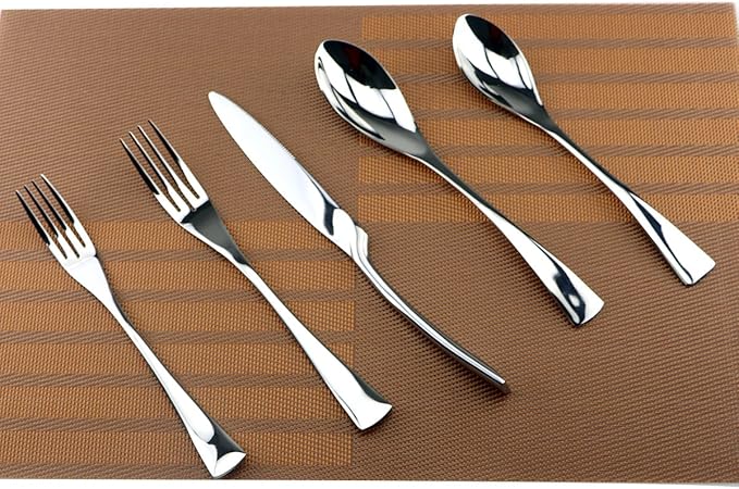 Silver Hammered Mirror Flatware Set,20 Piece Service for 4,Cutlery for Home Kitchen Restaurant Hotel